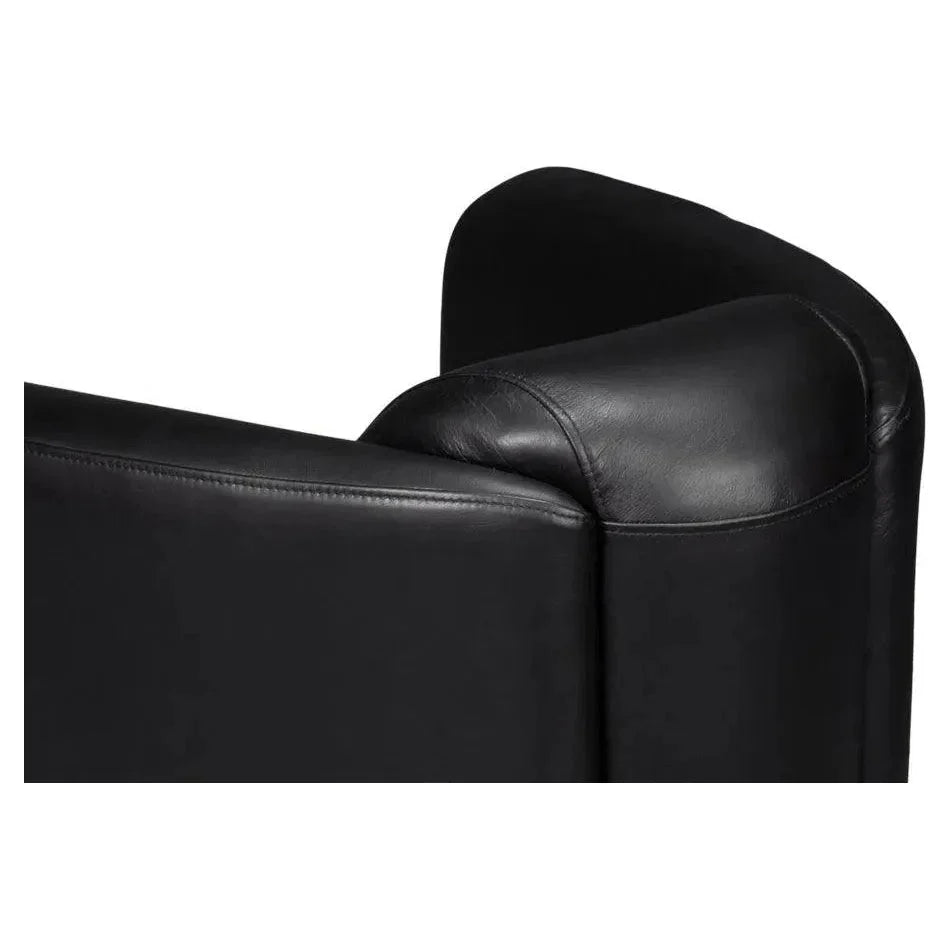 Sarreid Mandy Wood and Leather Black Arm Chair