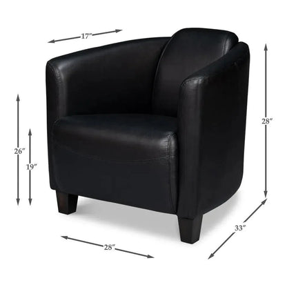 Sarreid Mandy Wood and Leather Black Arm Chair