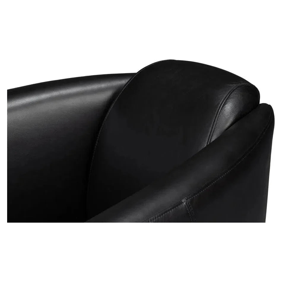 Sarreid Mandy Wood and Leather Black Arm Chair