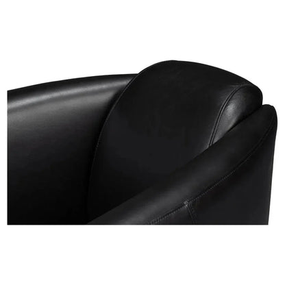 Sarreid Mandy Wood and Leather Black Arm Chair