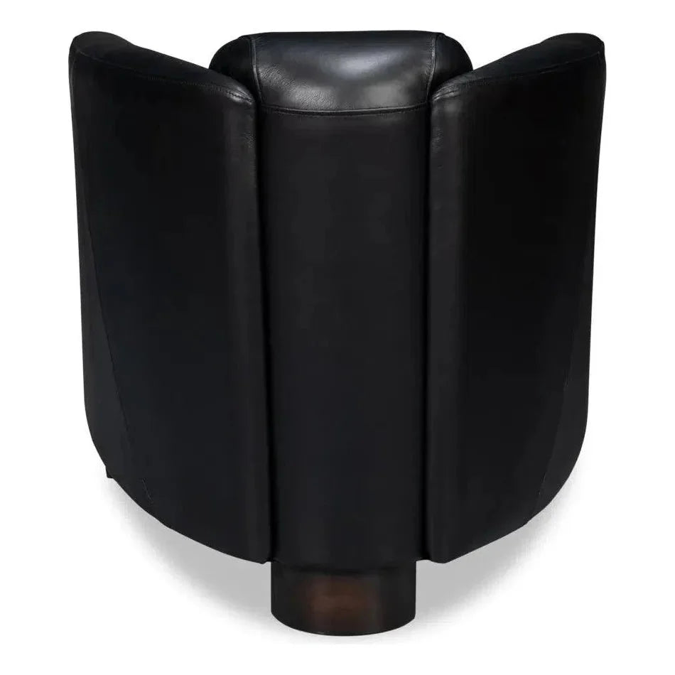 Sarreid Mandy Wood and Leather Black Arm Chair