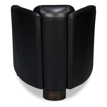Sarreid Mandy Wood and Leather Black Arm Chair
