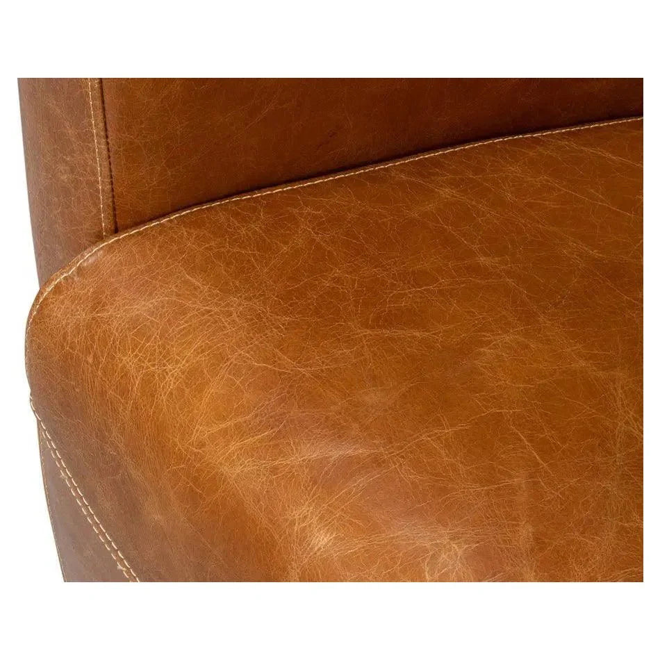 Mandy Wood and Leather Brown Arm Chair - LOOMLAN - Sarreid - Club Chairs