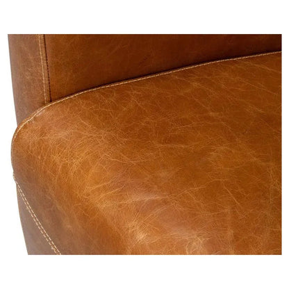 Mandy Wood and Leather Brown Arm Chair - LOOMLAN - Sarreid - Club Chairs