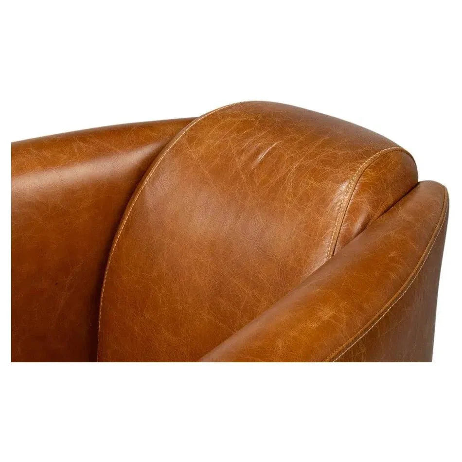 Mandy Wood and Leather Brown Arm Chair - LOOMLAN - Sarreid - Club Chairs