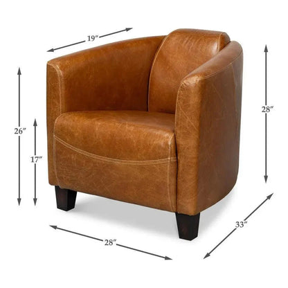 Mandy Wood and Leather Brown Arm Chair - LOOMLAN - Sarreid - Club Chairs