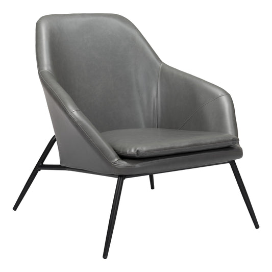 Manuel Accent Chair Gray - Sideboards and Things Brand_Zuo Modern, Color_Black, Color_Gray, Features_Removable Cushions, Finish_Powder Coated, Materials_Metal, Materials_Upholstery, Materials_Wood, Metal Type_Steel, Product Type_Occasional Chair, Upholstery Type_Leather, Upholstery Type_Vegan Leather, Wood Species_Plywood