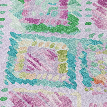 LOOMLAN Rugs Marave Purple Washable Indoor-Outdoor Rug