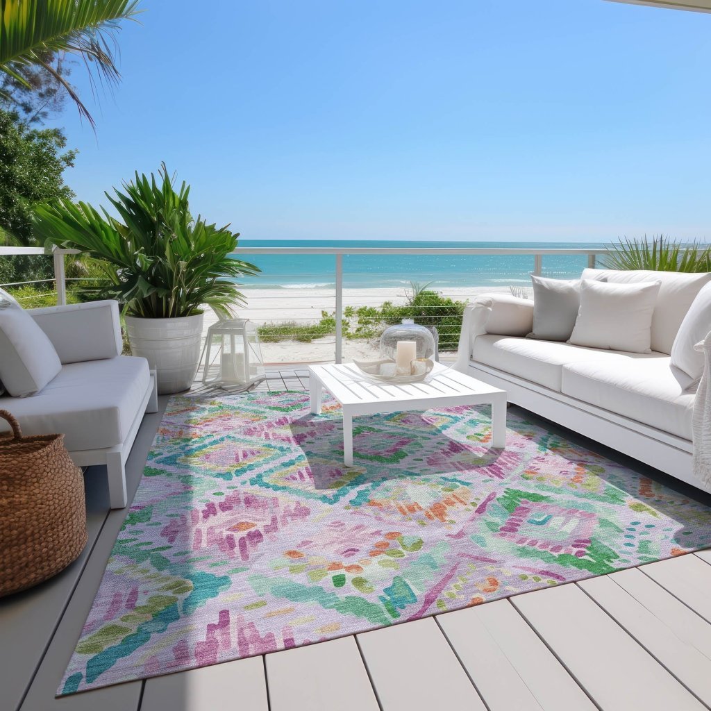 LOOMLAN Rugs Marave Purple Washable Indoor-Outdoor Rug
