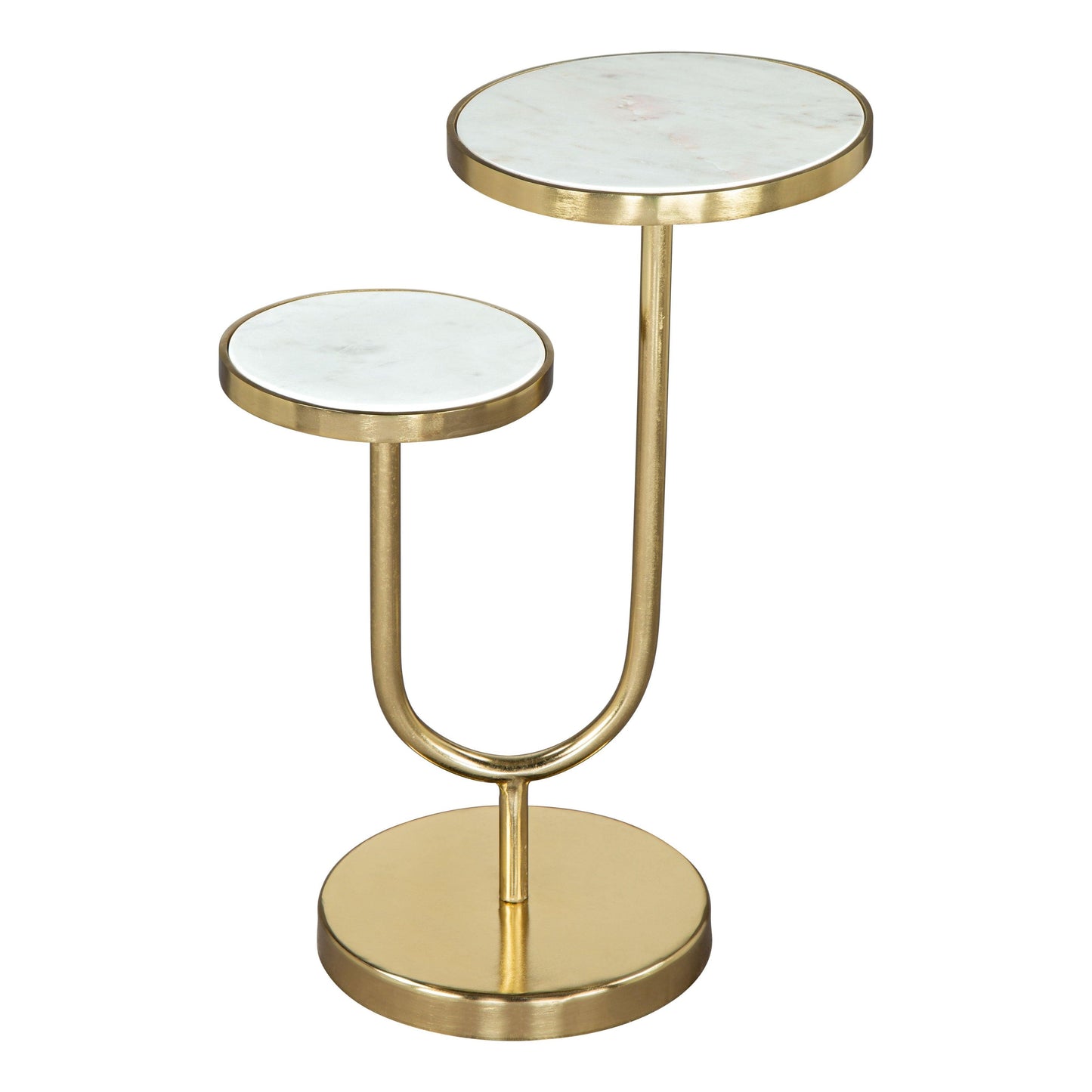 Marc Side Table White & Gold - Sideboards and Things Accents_Gold, Brand_Zuo Modern, Color_Gold, Color_White, Depth_10-20, Finish_Plated, Height_20-30, Materials_Metal, Materials_Stone, Metal Type_Iron, Product Type_Side Table, Stone Type_Marble, Width_10-20