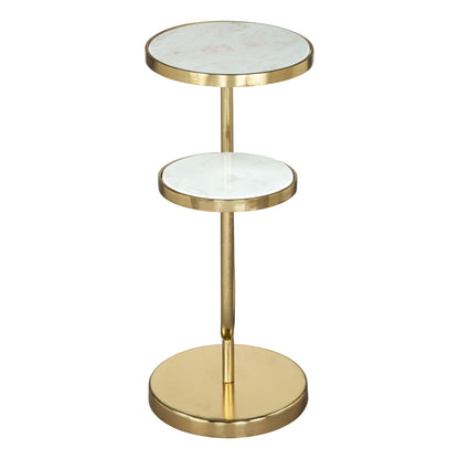 Marc Side Table White & Gold - Sideboards and Things Accents_Gold, Brand_Zuo Modern, Color_Gold, Color_White, Depth_10-20, Finish_Plated, Height_20-30, Materials_Metal, Materials_Stone, Metal Type_Iron, Product Type_Side Table, Stone Type_Marble, Width_10-20