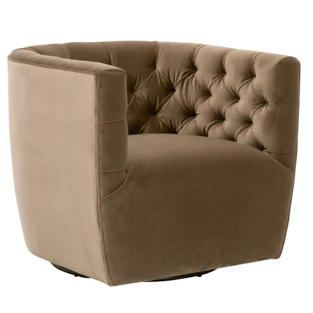 Marcel Cotton Swivel Club Chair - LOOMLAN - Essentials For Living - Club Chairs