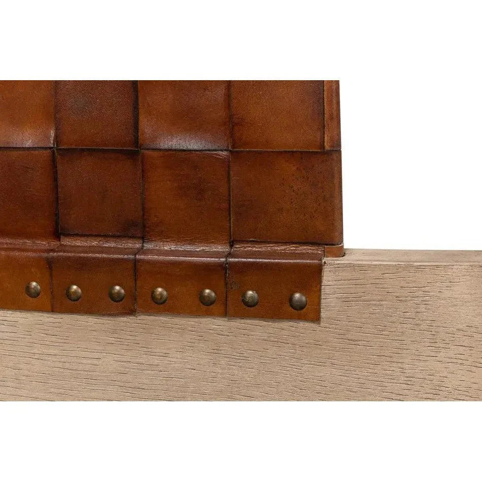 Sarreid Marcus King Bed Frame Brown Leather