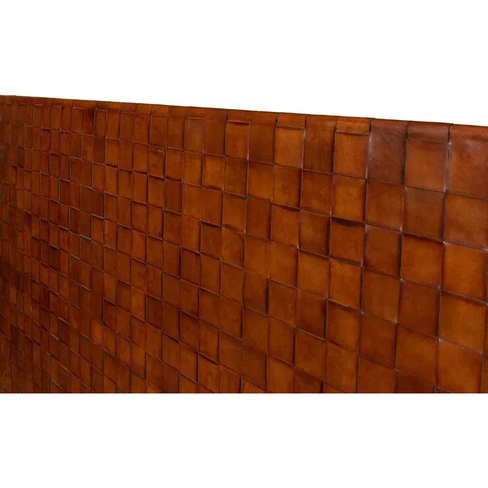 Sarreid Marcus King Bed Frame Brown Leather
