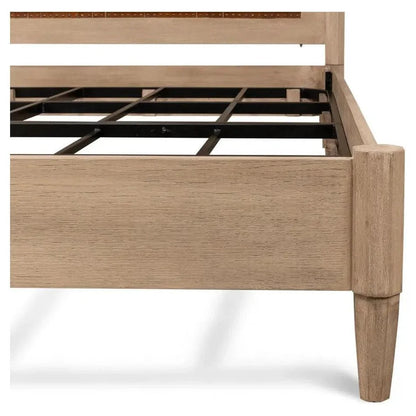 Sarreid Marcus King Bed Frame Brown Leather