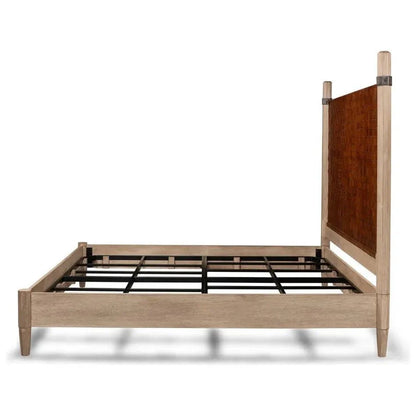 Sarreid Marcus King Bed Frame Brown Leather