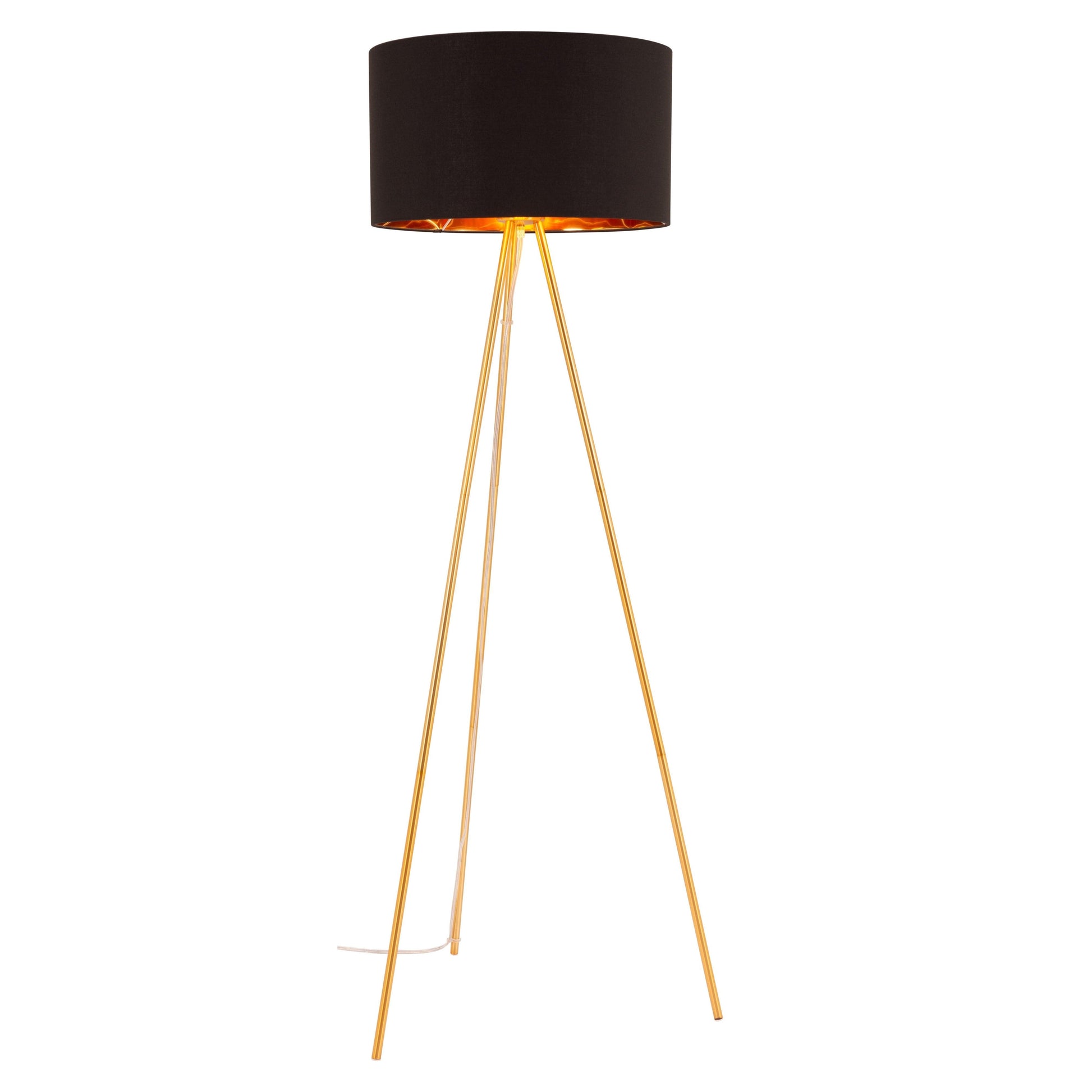 Mariel Floor Lamp Black & Gold - Sideboards and Things Brand_Zuo Modern, Color_Black, Color_Gold, Depth_20-30, Finish_Polished, Height_60-70, Materials_Metal, Metal Type_Steel, Product Type_Floor Lamp, Upholstery Type_Fabric Blend, Upholstery Type_Polyester, Width_20-30