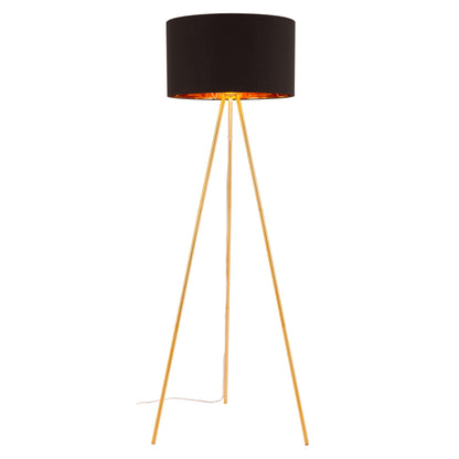 Mariel Floor Lamp Black & Gold - Sideboards and Things Brand_Zuo Modern, Color_Black, Color_Gold, Depth_20-30, Finish_Polished, Height_60-70, Materials_Metal, Metal Type_Steel, Product Type_Floor Lamp, Upholstery Type_Fabric Blend, Upholstery Type_Polyester, Width_20-30