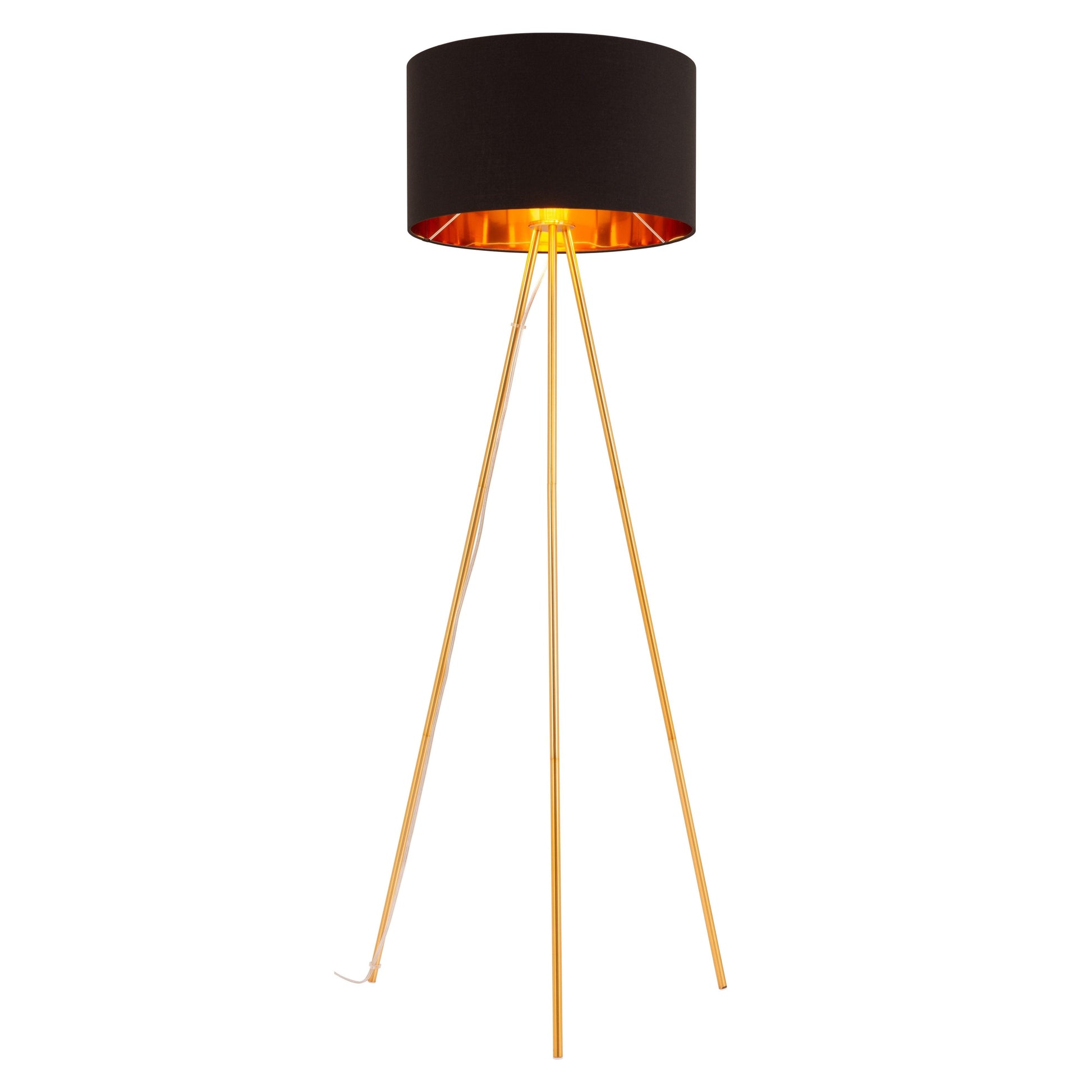 Mariel Floor Lamp Black & Gold - Sideboards and Things Brand_Zuo Modern, Color_Black, Color_Gold, Depth_20-30, Finish_Polished, Height_60-70, Materials_Metal, Metal Type_Steel, Product Type_Floor Lamp, Upholstery Type_Fabric Blend, Upholstery Type_Polyester, Width_20-30