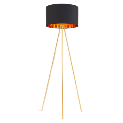 Mariel Floor Lamp Black & Gold - Sideboards and Things Brand_Zuo Modern, Color_Black, Color_Gold, Depth_20-30, Finish_Polished, Height_60-70, Materials_Metal, Metal Type_Steel, Product Type_Floor Lamp, Upholstery Type_Fabric Blend, Upholstery Type_Polyester, Width_20-30