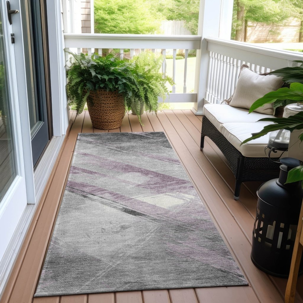 LOOMLAN Rugs Marisse Purple Washable Indoor-Outdoor Rug