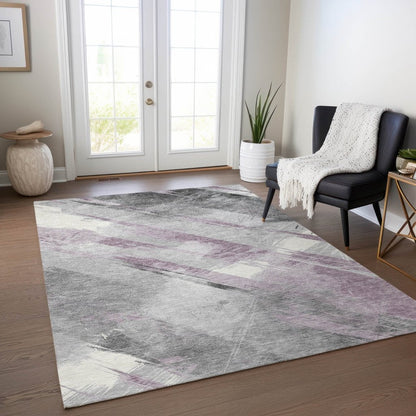 LOOMLAN Rugs Marisse Purple Washable Indoor-Outdoor Rug