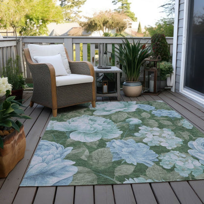 LOOMLAN Rugs Maroque Blue Washable Indoor-Outdoor Rug