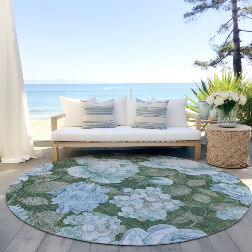 LOOMLAN Rugs Maroque Blue Washable Indoor-Outdoor Rug