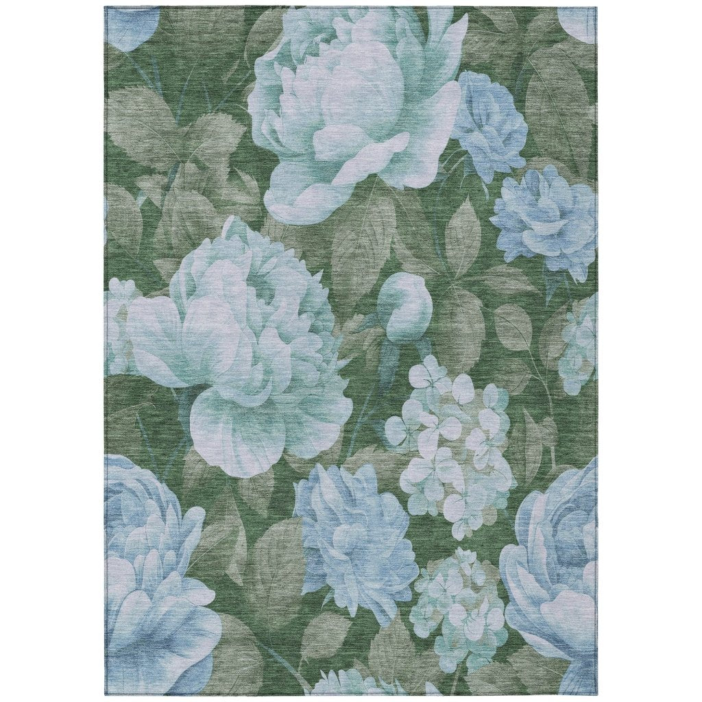 LOOMLAN Rugs Maroque Blue Washable Indoor-Outdoor Rug