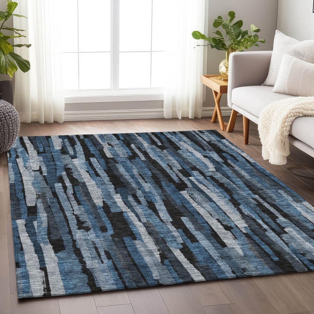 LOOMLAN Rugs Marrah Blue Washable Indoor-Outdoor Rug