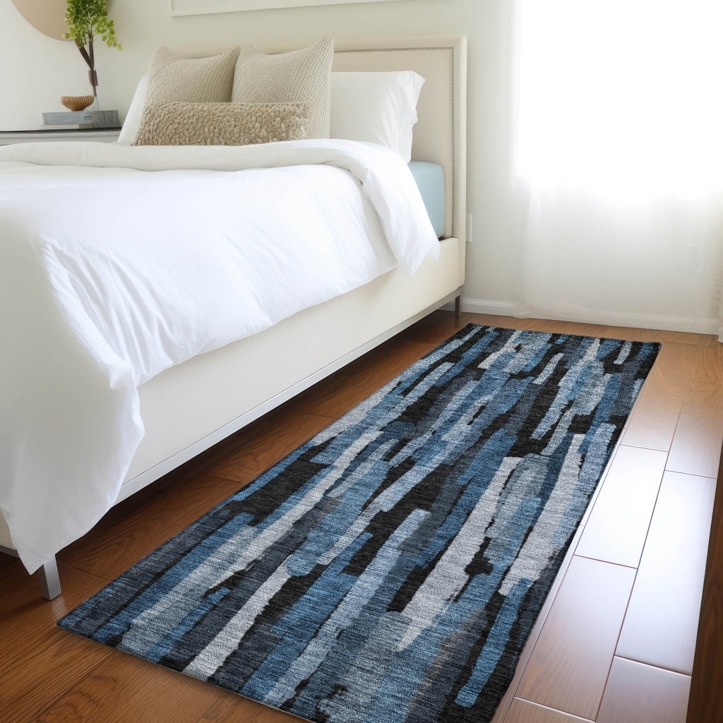 LOOMLAN Rugs Marrah Blue Washable Indoor-Outdoor Rug