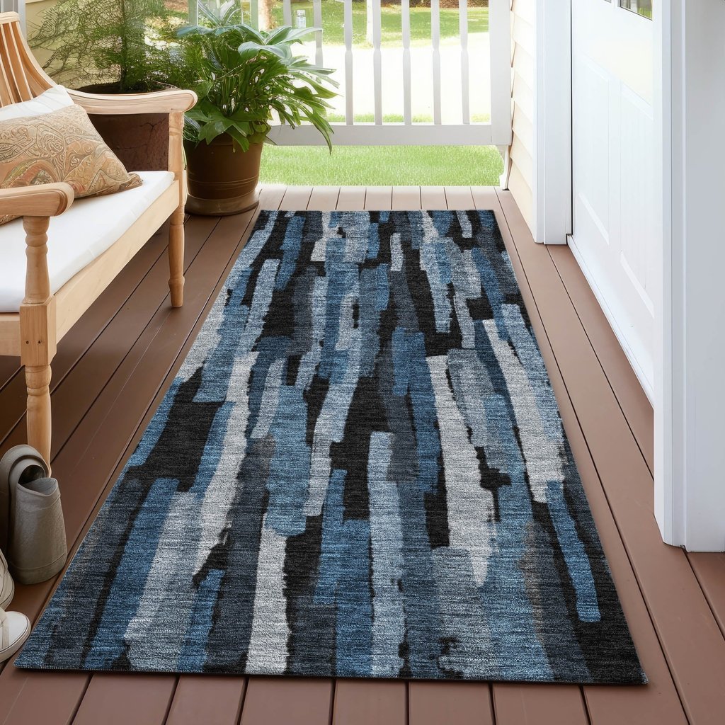 LOOMLAN Rugs Marrah Blue Washable Indoor-Outdoor Rug