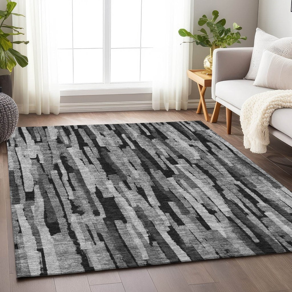 LOOMLAN Rugs Marrah Gray Washable Indoor-Outdoor Rug