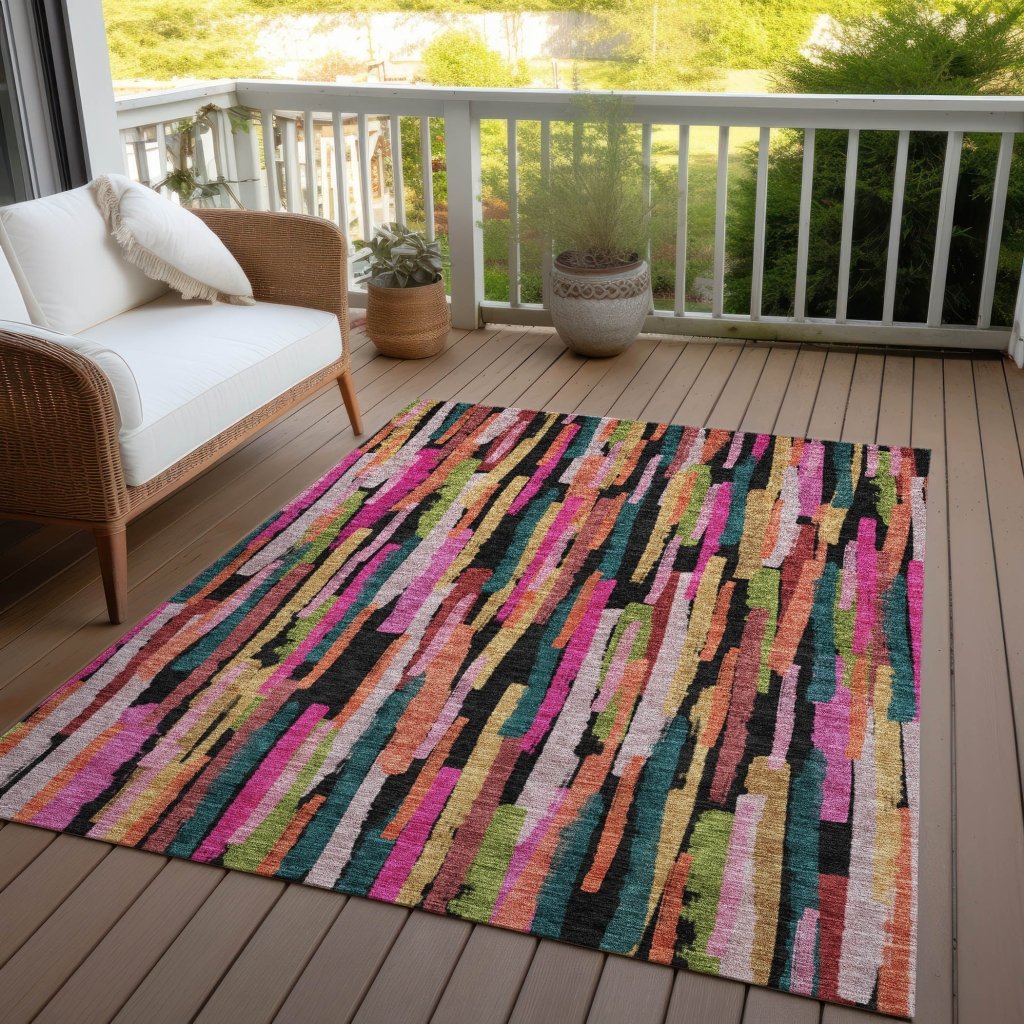 LOOMLAN Rugs Marrah Pink Washable Indoor-Outdoor Rug