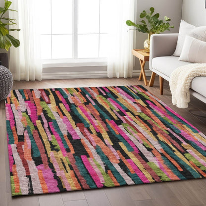 LOOMLAN Rugs Marrah Pink Washable Indoor-Outdoor Rug