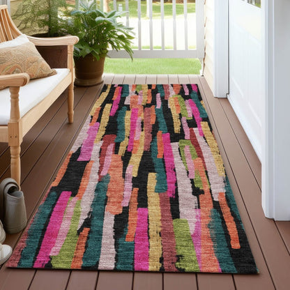 LOOMLAN Rugs Marrah Pink Washable Indoor-Outdoor Rug