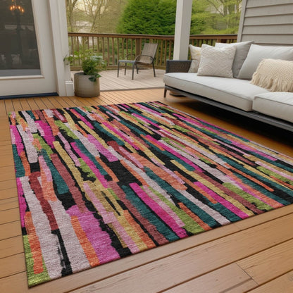 LOOMLAN Rugs Marrah Pink Washable Indoor-Outdoor Rug