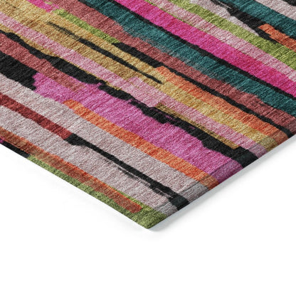 LOOMLAN Rugs Marrah Pink Washable Indoor-Outdoor Rug