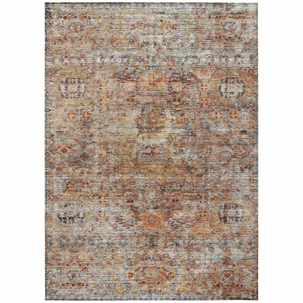 LOOMLAN Rugs Martha Orange Washable Indoor-Outdoor Rug
