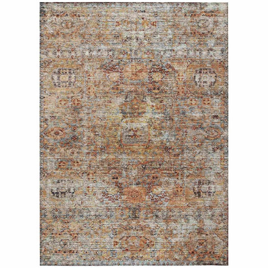 LOOMLAN Rugs Martha Orange Washable Indoor-Outdoor Rug