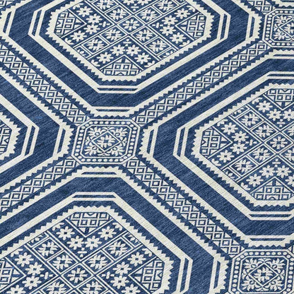 LOOMLAN Rugs Maruna Blue Washable Indoor-Outdoor Rug