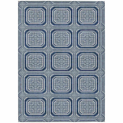 LOOMLAN Rugs Maruna Blue Washable Indoor-Outdoor Rug