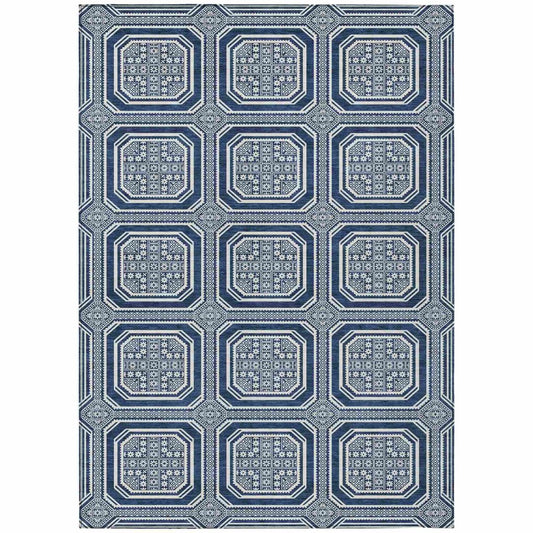LOOMLAN Rugs Maruna Blue Washable Indoor-Outdoor Rug