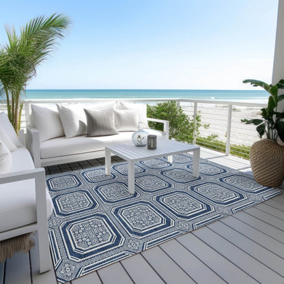 LOOMLAN Rugs Maruna Blue Washable Indoor-Outdoor Rug
