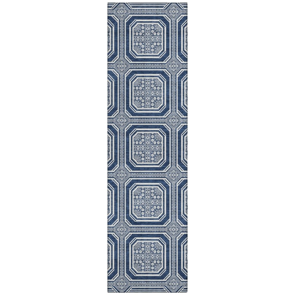 LOOMLAN Rugs Maruna Blue Washable Indoor-Outdoor Rug