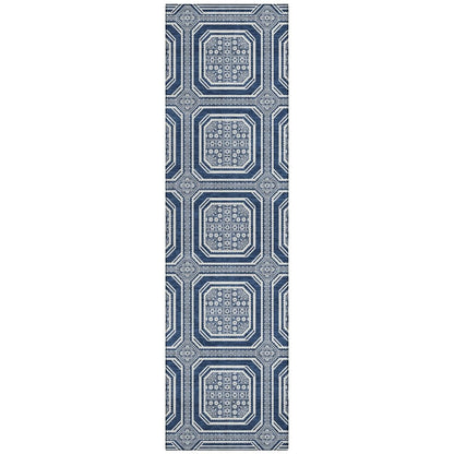 LOOMLAN Rugs Maruna Blue Washable Indoor-Outdoor Rug