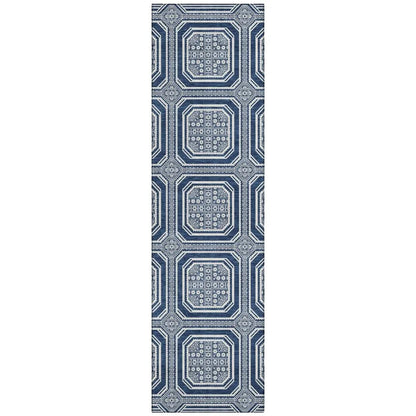 LOOMLAN Rugs Maruna Blue Washable Indoor-Outdoor Rug