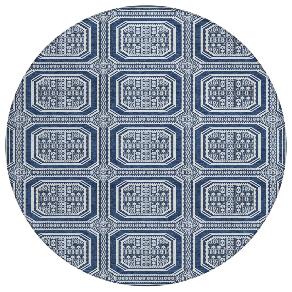 LOOMLAN Rugs Maruna Blue Washable Indoor-Outdoor Rug