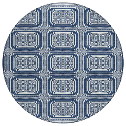 LOOMLAN Rugs Maruna Blue Washable Indoor-Outdoor Rug