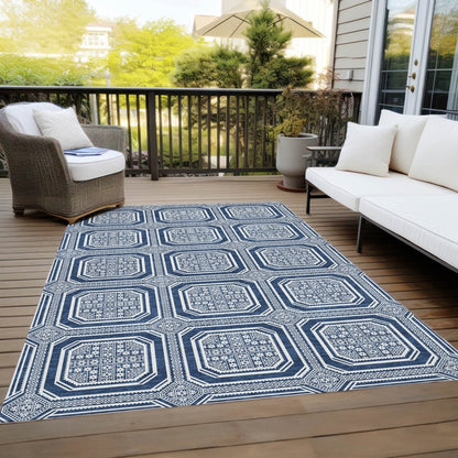 LOOMLAN Rugs Maruna Blue Washable Indoor-Outdoor Rug